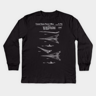 NASA Supersonic Airplane Patent White Kids Long Sleeve T-Shirt